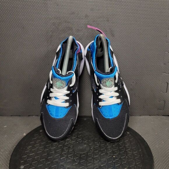 Nike Huarache Run Shoes Youth Sz 6 Black Blue Trainers Sneakers - Picture 6 of 9